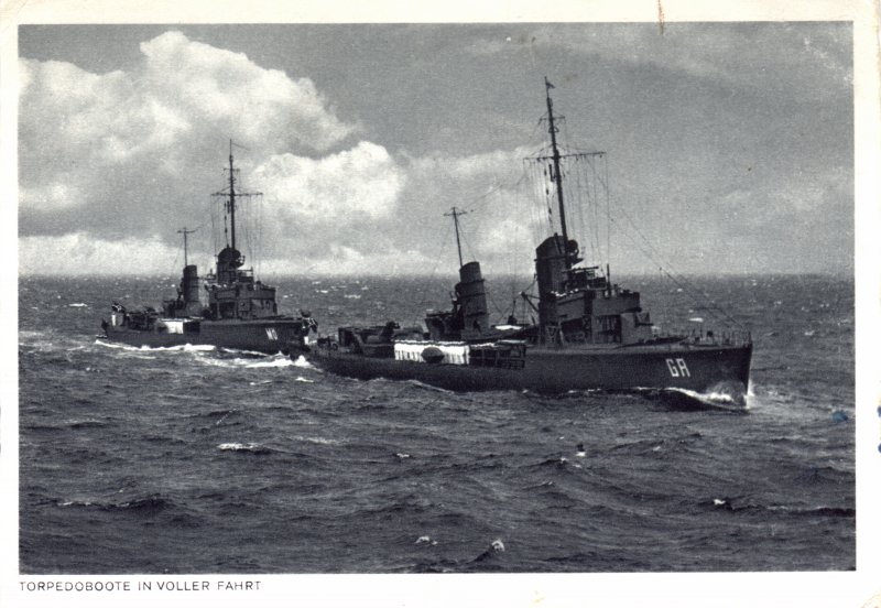 Torpedoboats Greif (GR) and Möwe (MÖ) (Postcard by Verlag Hans Anders, Hamburg, sent 02.02.1942)